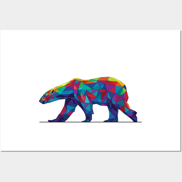 Rainbow Geometric Polar Bear Wall Art by polliadesign